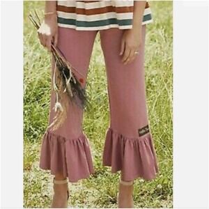 Matilda Jane Platinum Dusty Rose Pink Ruffle Hem Wide Leg Pants Womens XS